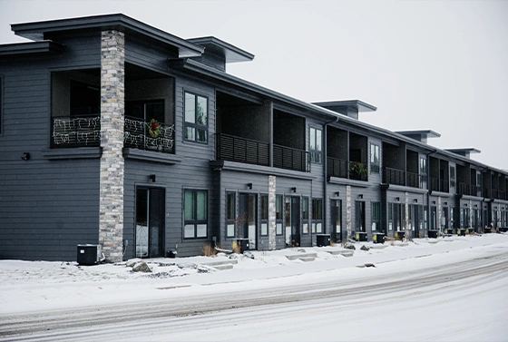 Modern Townhomes in Winter Setting