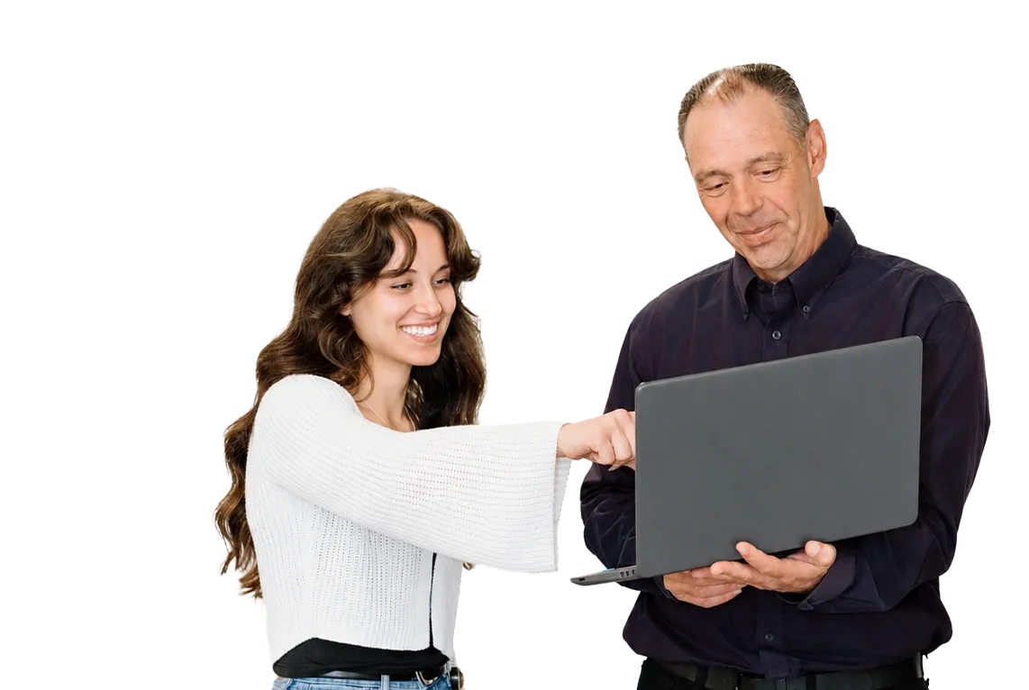 Reviewing Information Together on a Laptop